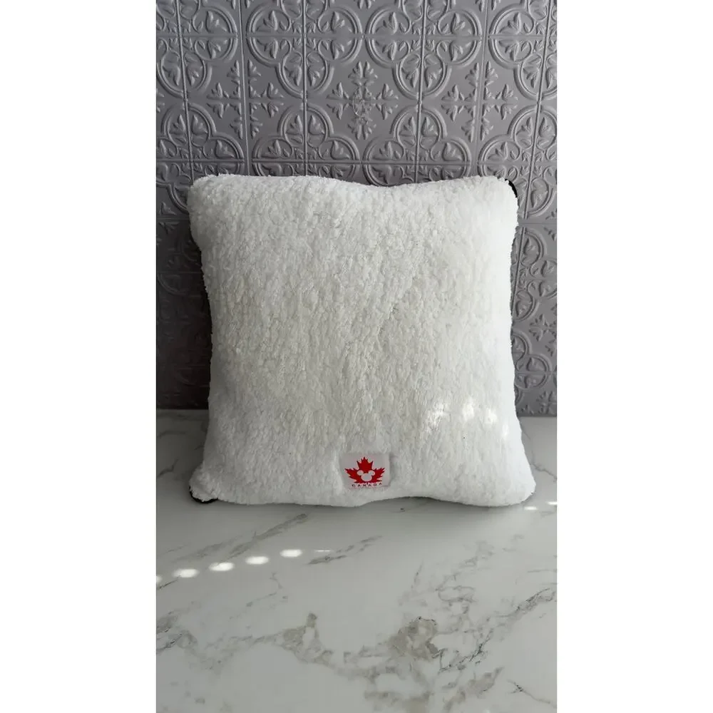 Disney Parks Epcot World Showcase Canada Mickey Icon Maple Leaf Plaid Pillow NWT
